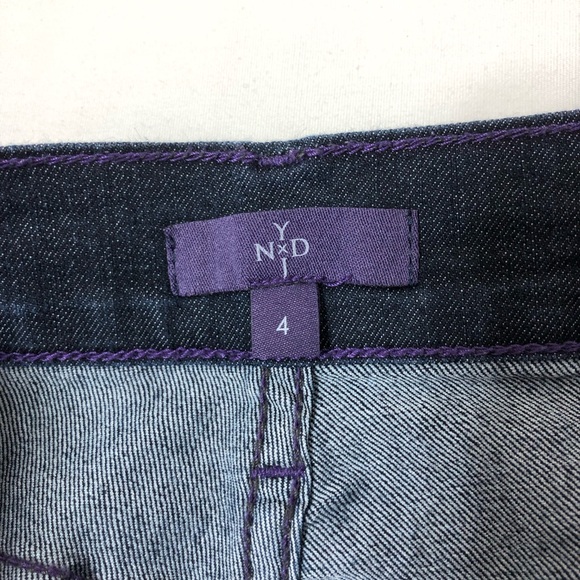 NYDJ Made in USA Stretchy Mid Rise Embellished Back Pockets Bootcut Dark Jeans 4 - Picture 7 of 16